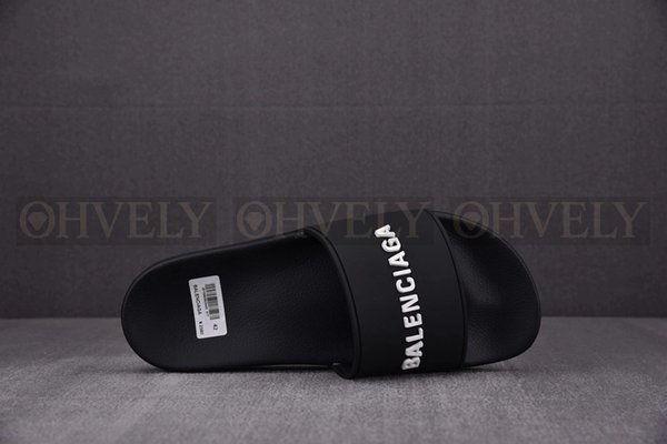 발렌시아가 블랙 화이트 풀 슬라이드 샌들