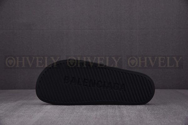 발렌시아가 블랙 화이트 풀 슬라이드 샌들