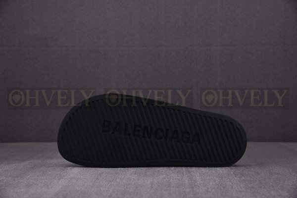 발렌시아가 블랙 그린 풀 슬라이드 샌들