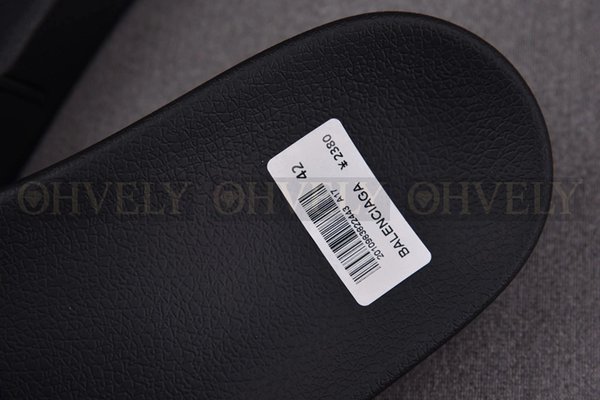 발렌시아가 블랙 그린 풀 슬라이드 샌들