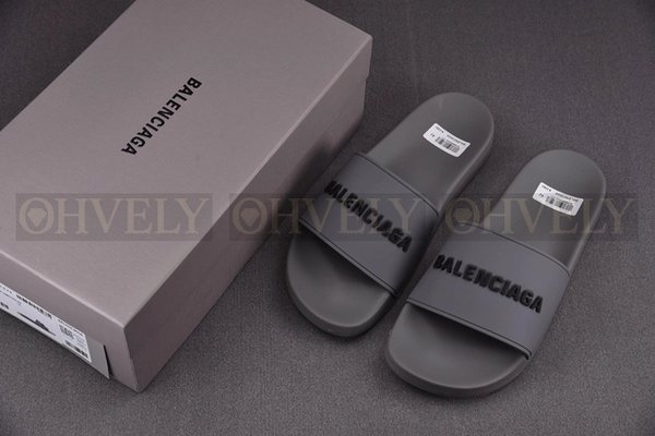 발렌시아가 챠콜 풀 슬라이드 샌들