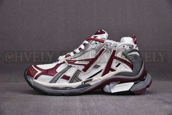 발렌시아가 러너 7 화이트 버건디 스니커즈