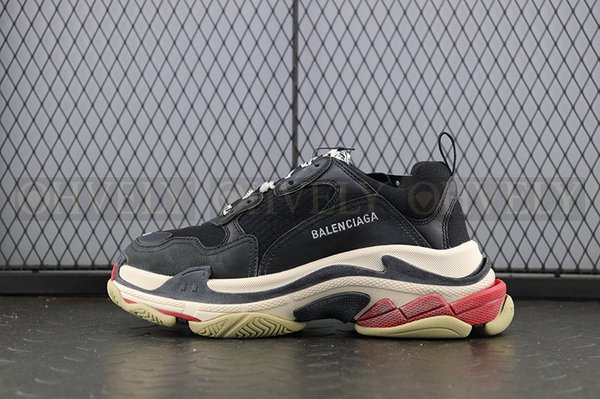 발렌시아가 트리플S 트레이너 블랙/화이트/레드