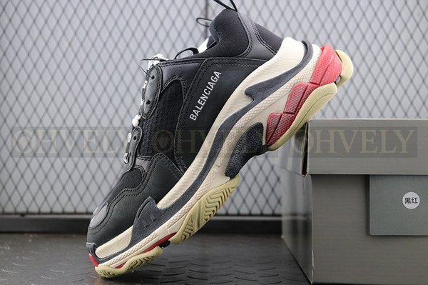 발렌시아가 트리플S 트레이너 블랙/화이트/레드