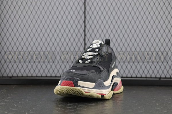 발렌시아가 트리플S 트레이너 블랙/화이트/레드