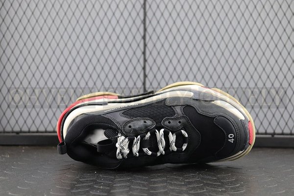 발렌시아가 트리플S 트레이너 블랙/화이트/레드