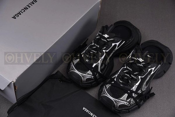 발렌시아가 3XL 블랙 실버 뮬 스니커즈