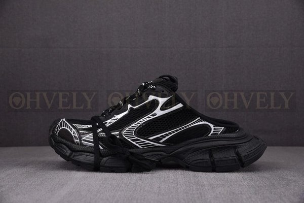 발렌시아가 3XL 블랙 실버 뮬 스니커즈