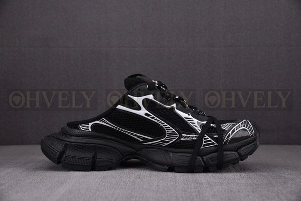 발렌시아가 3XL 블랙 실버 뮬 스니커즈