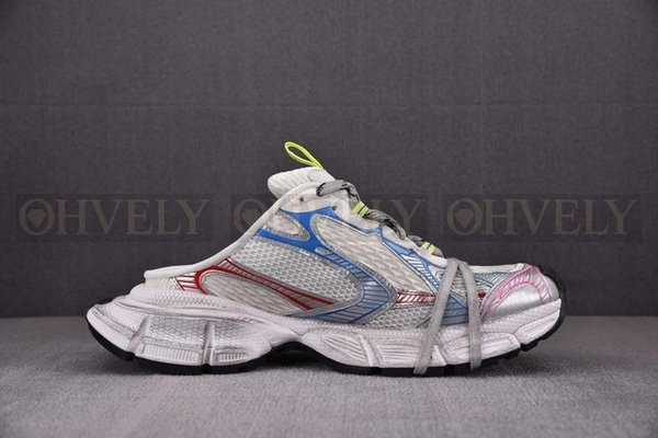 발렌시아가 3XL 화이트 레드 블루 뮬 스니커즈