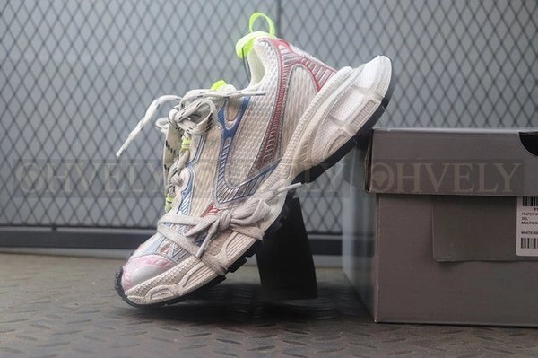 발렌시아가 3XL 화이트 레드 블루 스니커즈