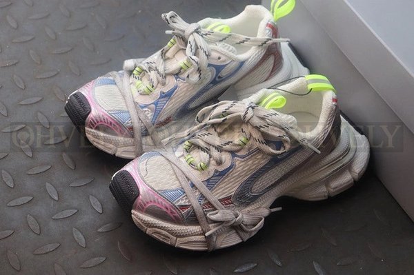 발렌시아가 3XL 화이트 레드 블루 스니커즈