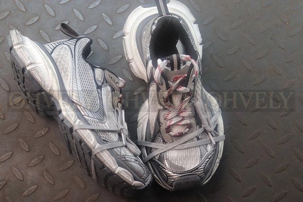 발렌시아가 3XL 그레이 화이트 레드 스니커즈