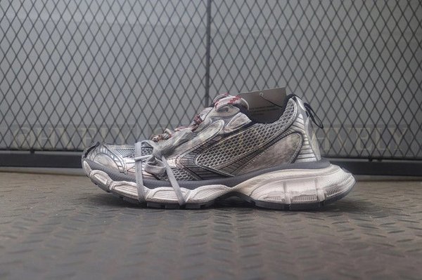 발렌시아가 3XL 그레이 화이트 레드 스니커즈