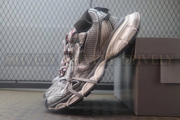 발렌시아가 3XL 그레이 화이트 레드 스니커즈