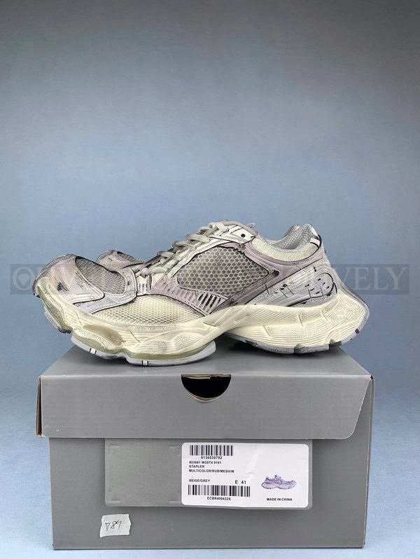 발렌시아가 스테이플러 스니커즈 베이지 그레이