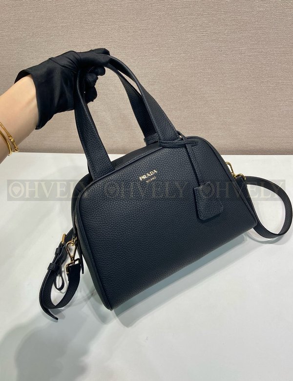 프라다 미디엄 가죽 탑 핸들 백