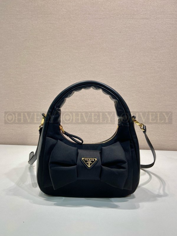 프라다 리본 장식 리나일론 및 나파 가죽 미니백