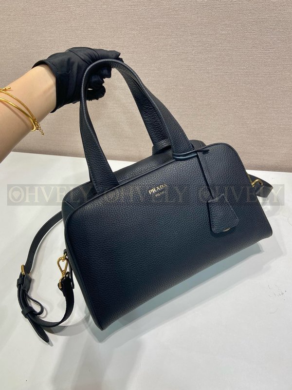 프라다 라지 가죽 탑 핸들 백