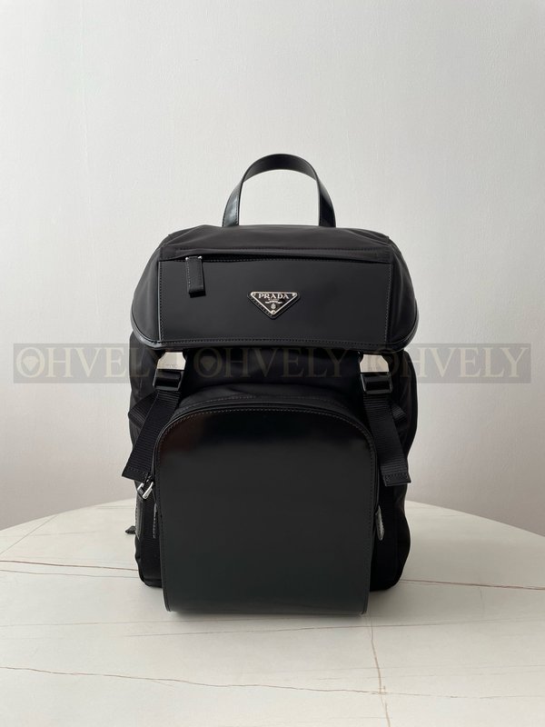 프라다 리나일론 레더 플랩 백팩