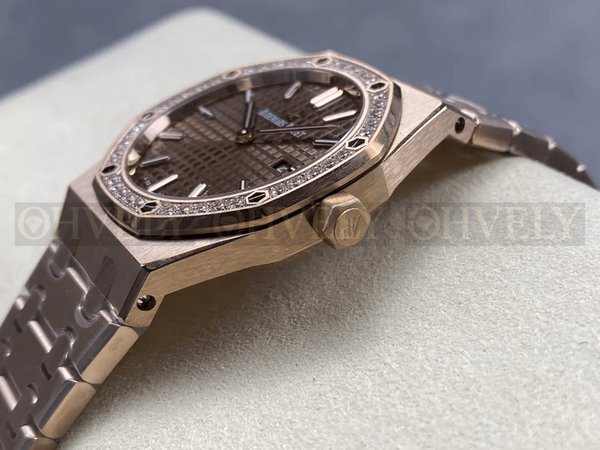 데마피게 로얄오크 67651 초코판 로즈골드 금통 다이아세팅 (33mm,쿼츠)