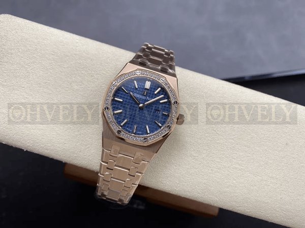 오데마피게 로얄오크 67651 청판 로즈골드 금통 다이아세팅 (33mm,쿼츠)