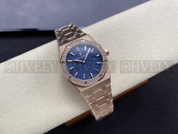 오데마피게 로얄오크 67651 청판 로즈골드 금통 다이아세팅 (33mm,쿼츠)