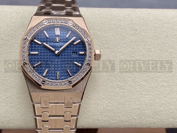 오데마피게 로얄오크 67651 청판 로즈골드 금통 다이아세팅 (33mm,쿼츠)