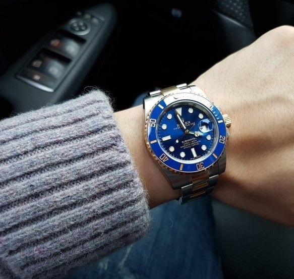 롤렉스 서브마리너 옐로골드 콤비 청판 청콤 블루