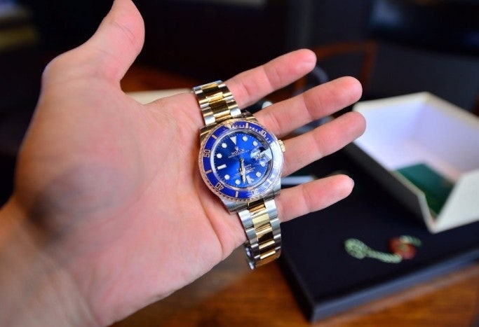 롤렉스 서브마리너 옐로골드 콤비 청판 청콤 블루
