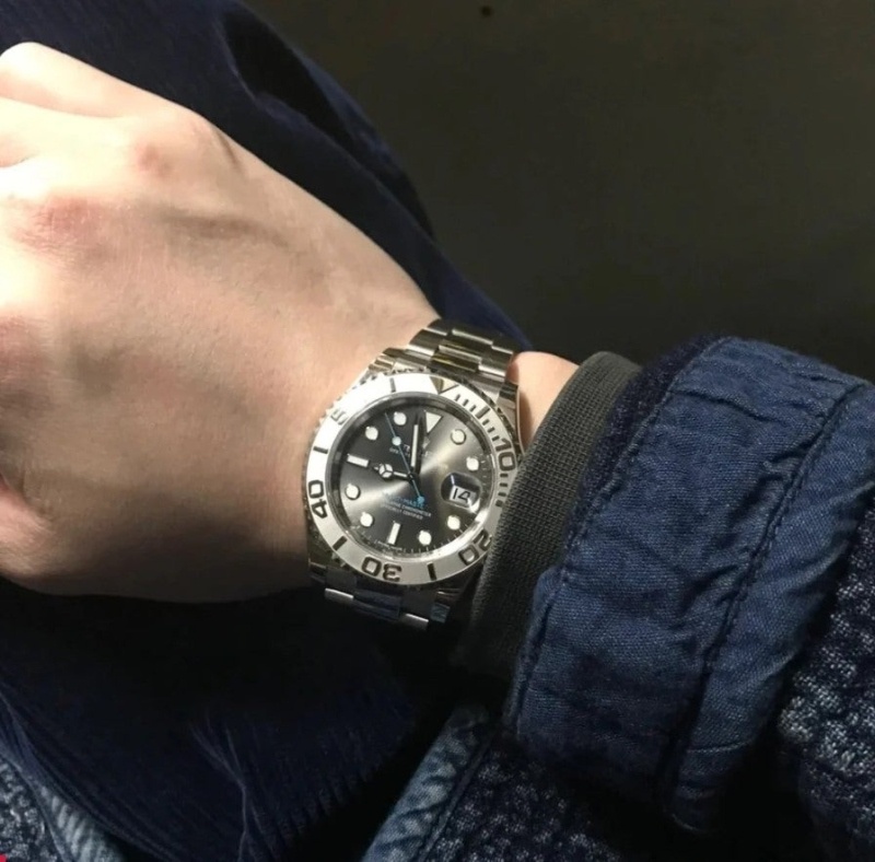 롤렉스 로듐 다이얼 스틸 및 플래티넘 오이스터