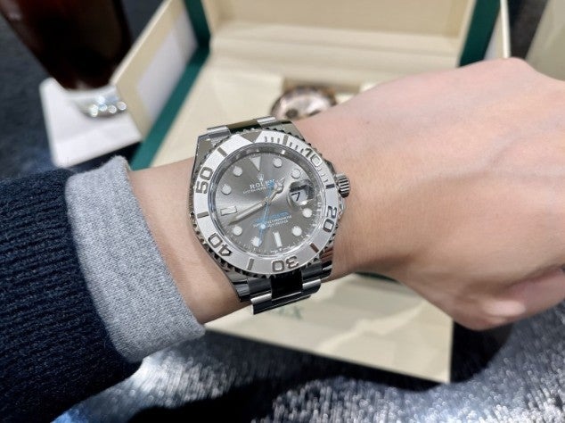 롤렉스 로듐 다이얼 스틸 및 플래티넘 오이스터