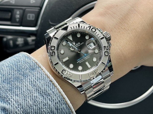 롤렉스 로듐 다이얼 스틸 및 플래티넘 오이스터