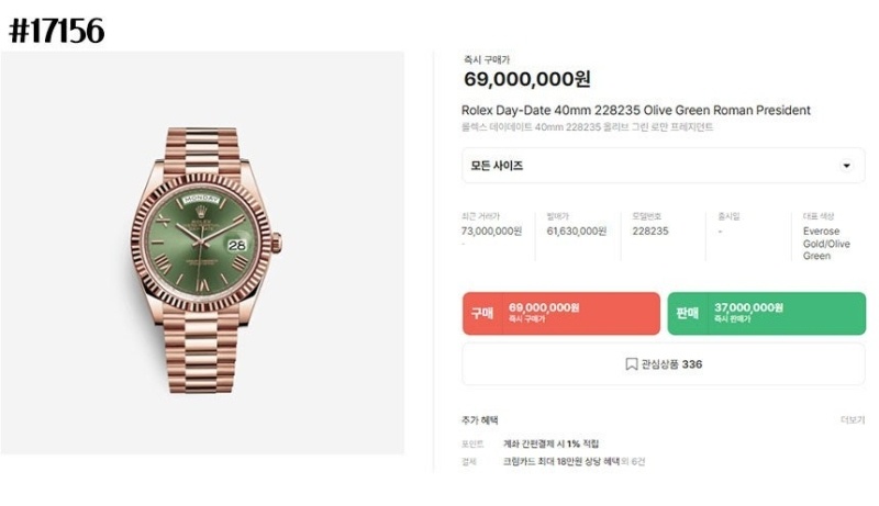 롤렉스 데이데이트 올리브 그린 로만 프레지던트