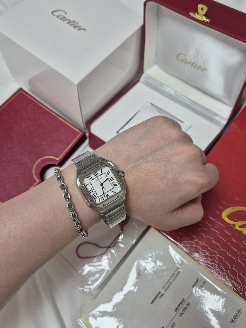 까르띠에 산토스 실버 (남성) -풀구성품-