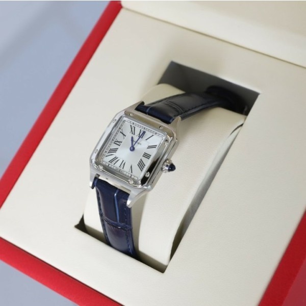 까르띠에 산토스 뒤몽 워치 스틸 가죽 카프스킨