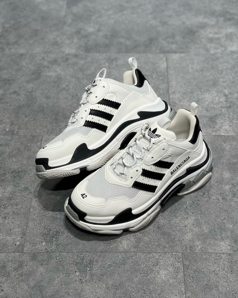 발렌시아가 x 아디다스 트리플 S 스니커즈 - 화이트 블랙