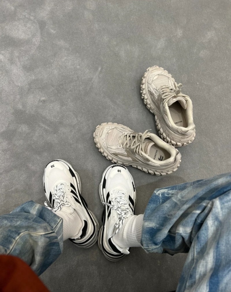 발렌시아가 x 아디다스 트리플 S 스니커즈 - 화이트 블랙