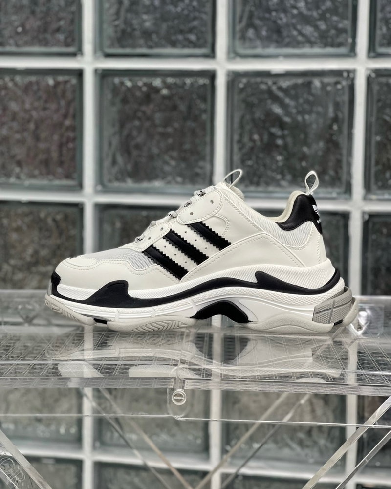 발렌시아가 x 아디다스 트리플 S 스니커즈 - 화이트 블랙