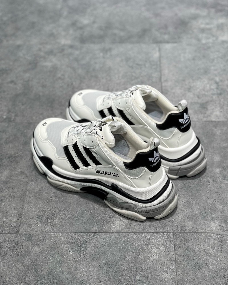 발렌시아가 x 아디다스 트리플 S 스니커즈 - 화이트 블랙