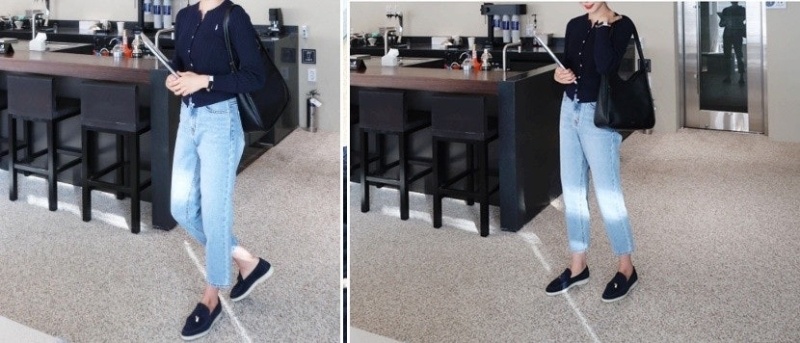 로로피아나 여성 썸머 참 워크 스웨이드 - 네이비