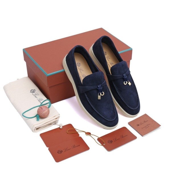 로로피아나 여성 썸머 참 워크 스웨이드 - 네이비