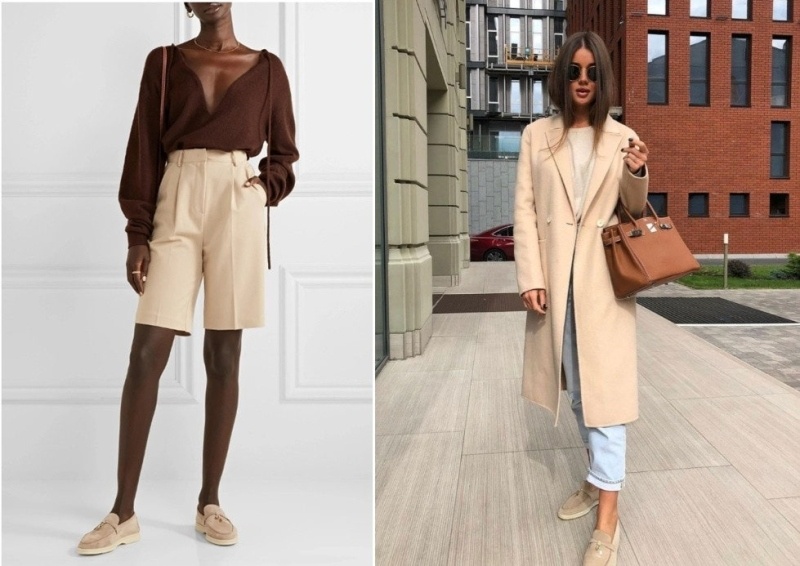 로로피아나 여성 썸머 참 워크 스웨이드 - 샌드스톤