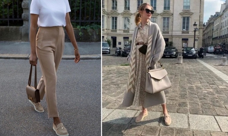 로로피아나 여성 썸머 참 워크 스웨이드 - 샌드스톤