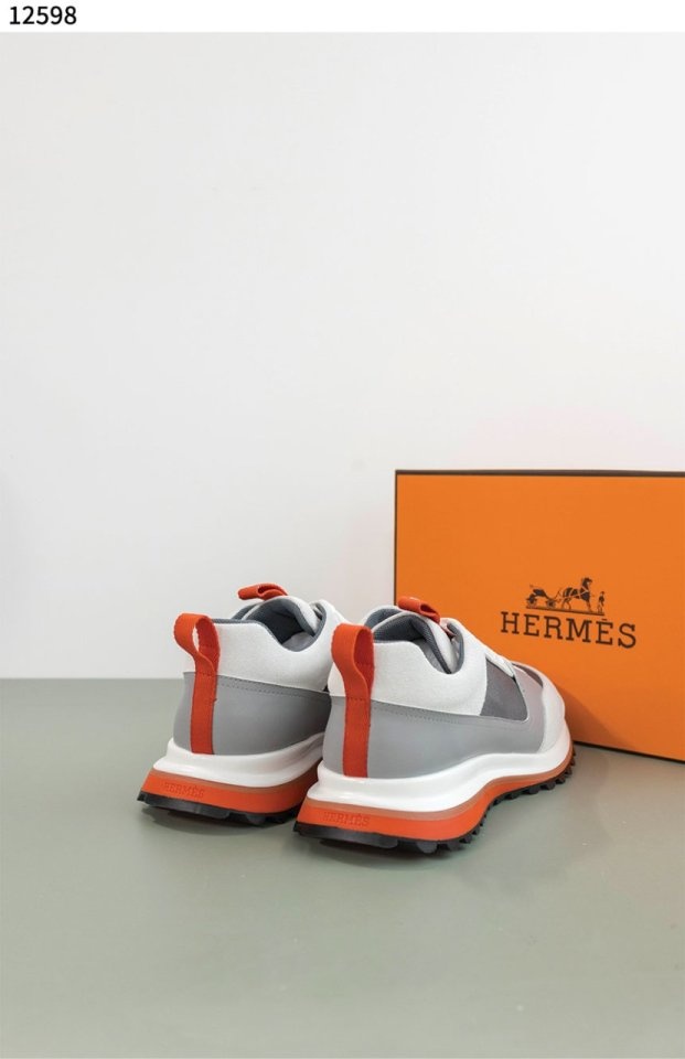 에르메스 리더 스니커즈 트윌 카프스킨 스웨이드 고트스킨 & 멀티꼴로르 그리 쿼츠