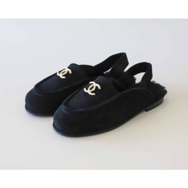 샤넬 스웨이드 시어링 슬리퍼 뮬
