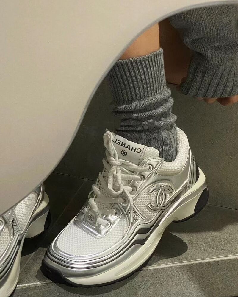 샤넬 cc로고 크루즈 메탈 매쉬 레더 실버