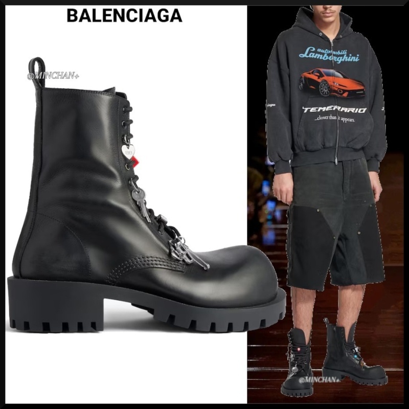 발렌시아가 허머 레이스업 부티 블랙