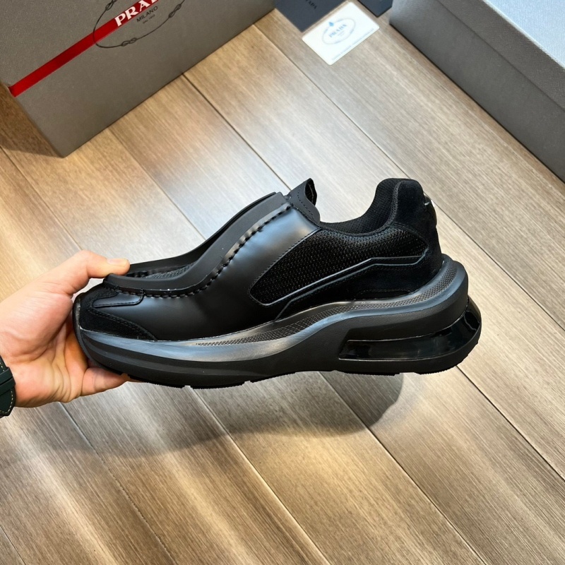 프라다 바이크 패브릭 스웨이드 엘리먼츠 브러쉬드 레더 스니커즈 블랙