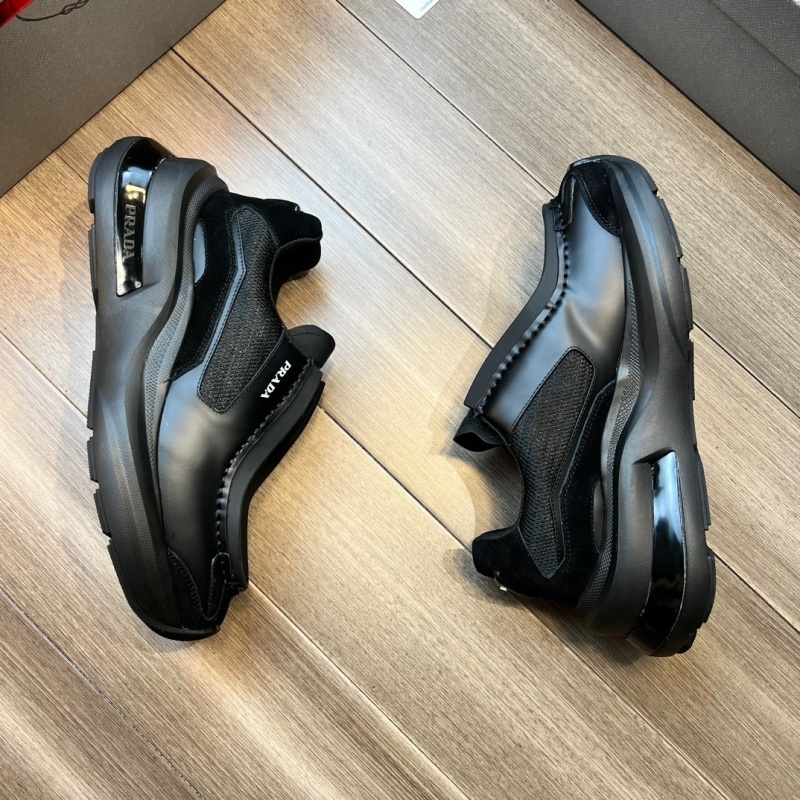 프라다 바이크 패브릭 스웨이드 엘리먼츠 브러쉬드 레더 스니커즈 블랙